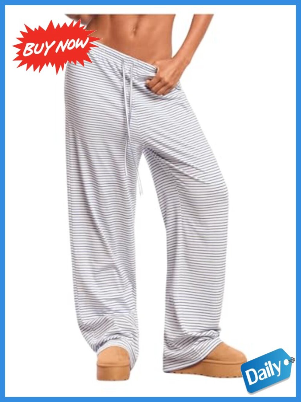 Striped Drawstring Waist Baggy Wide Leg Lounge Pants